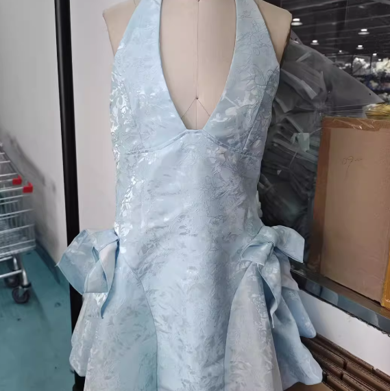 Halter Neck Jacquard Dress