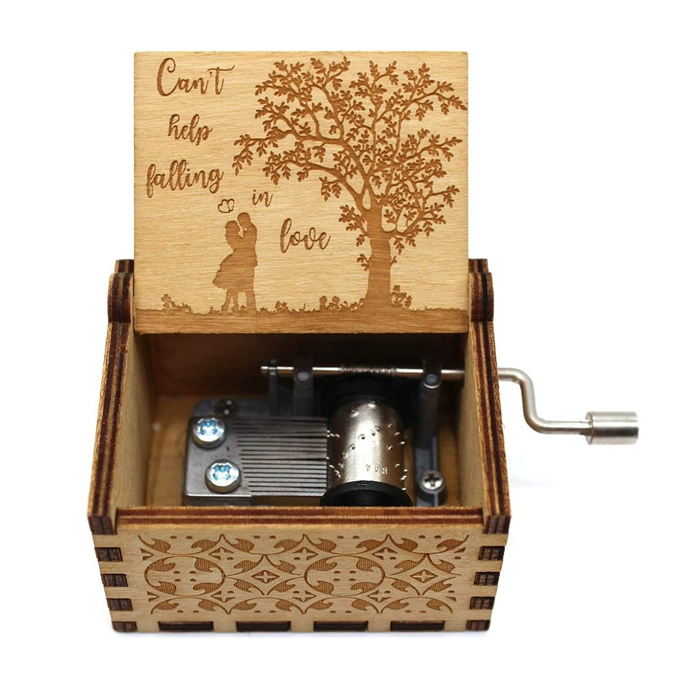 Hand-Cranked Wooden Music Box