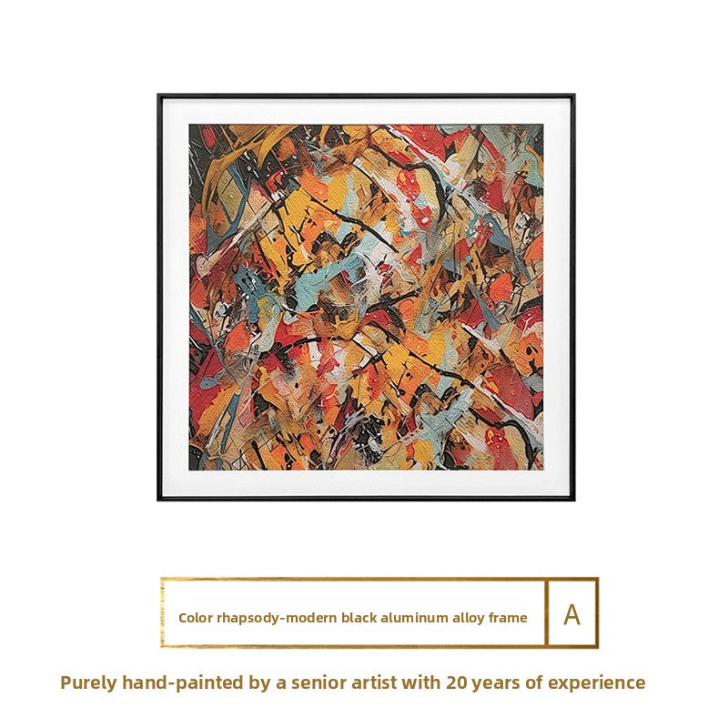 Hand-Painted Abstract Oil Painting with Metal Frame