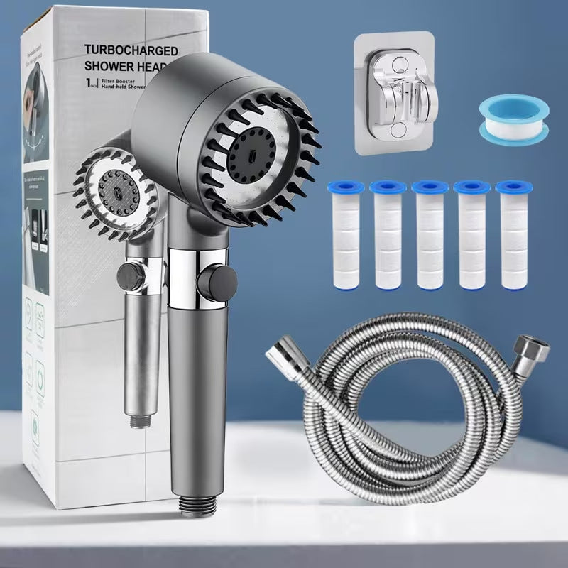Handheld Pressurized Shower Head with Filter