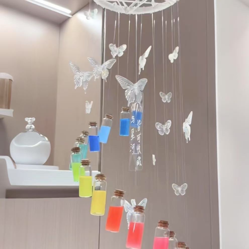 Handmade Butterfly Rainbow Glass Wind Chimes