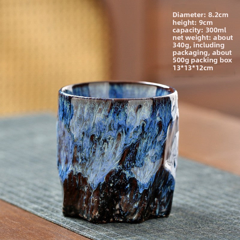 Handmade Ceramic Mug with Wood Grain Glaze