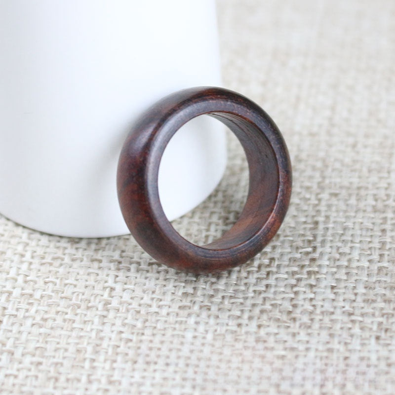 Handmade Sandalwood Bead Rings for Cultural Decoration