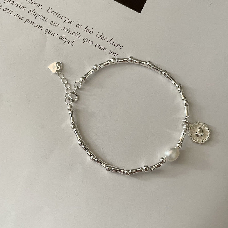 Handmade Sterling Silver Heart Pearl Necklace