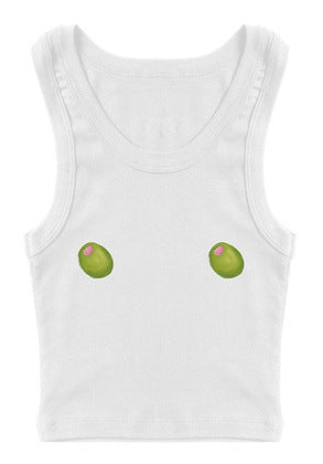 Harajuku Cherry Print Sleeveless T-Shirt