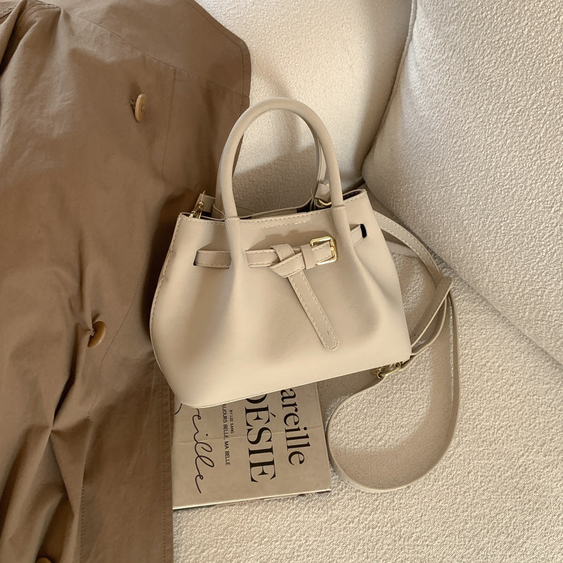 High-end suede bucket bag