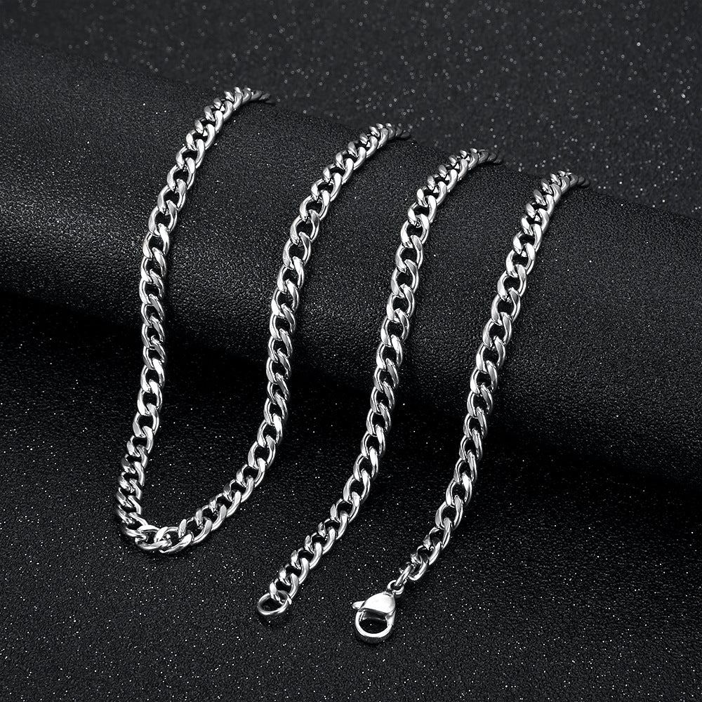 Hip Hop Gold Plated Titanium Steel Cuban Chain Necklace