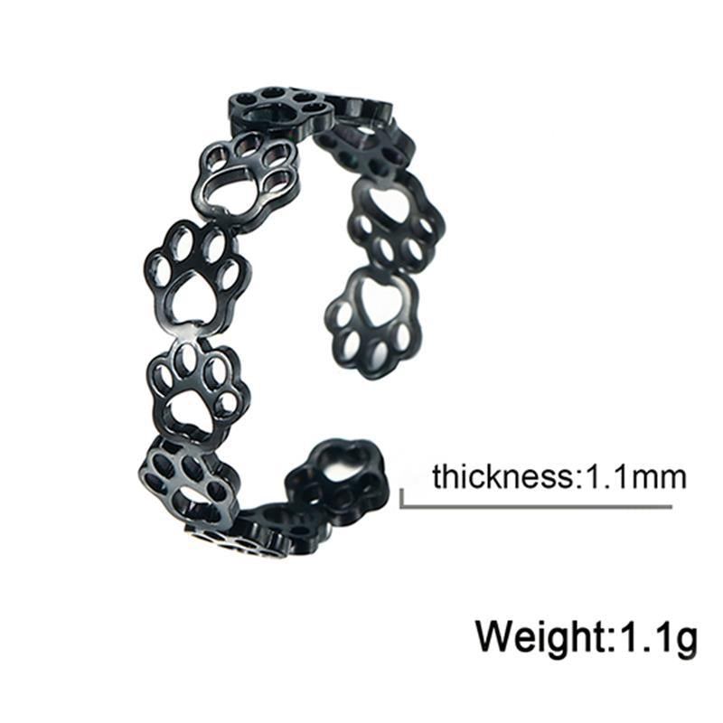 Hollow Cat Paw Stainless Steel Adjustable Ring