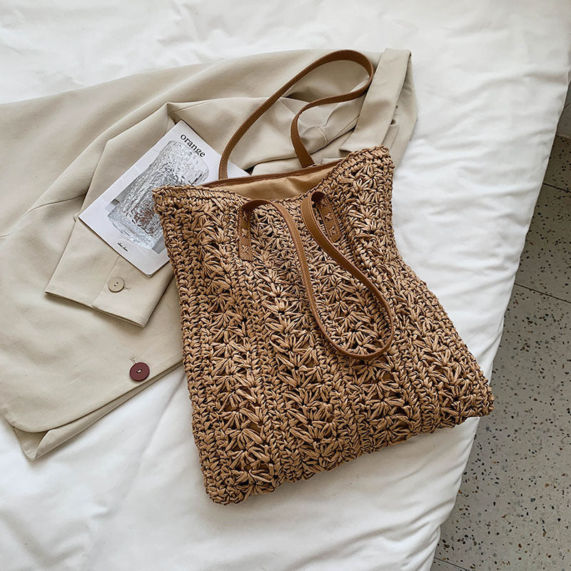 Hollow Straw Weave Shoulder Bag