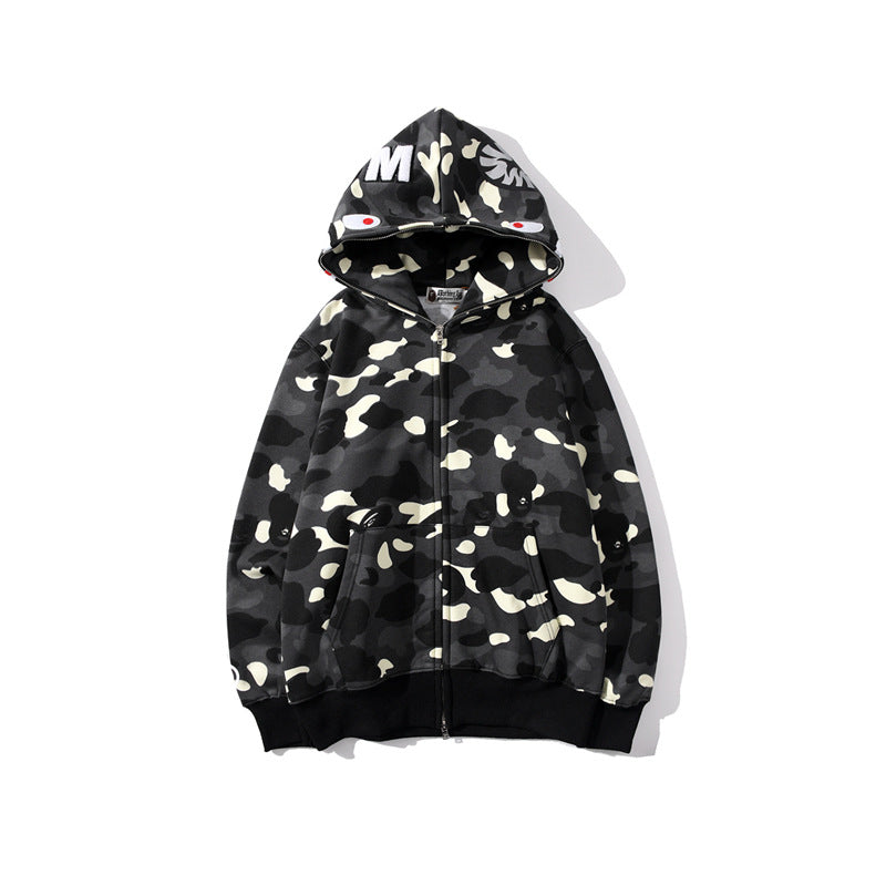 Hooded Cardigan Zipper Fleece Sweatshirt