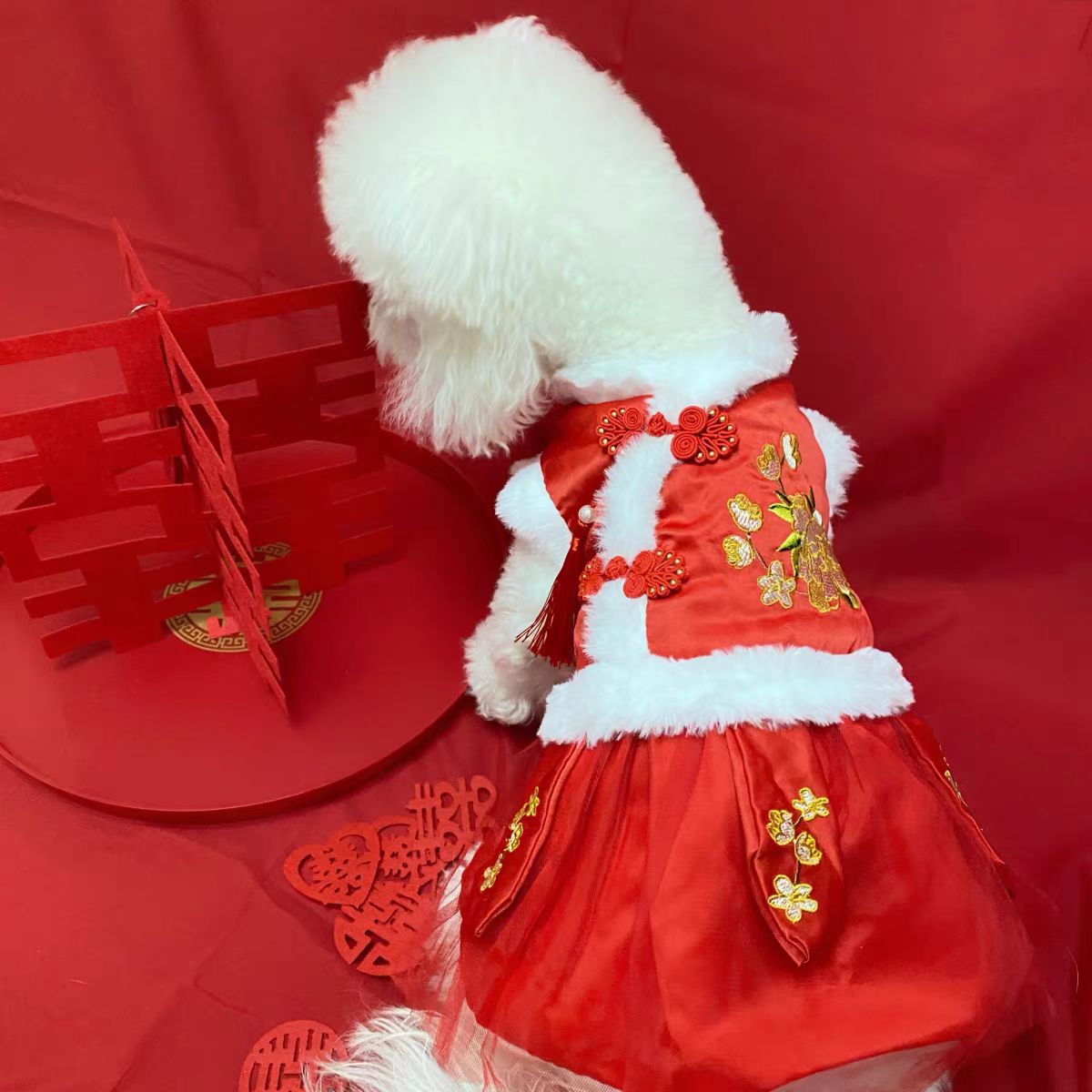 Hooded Tang Suit Winter Warm Pet Clothes for Dogs and Cats