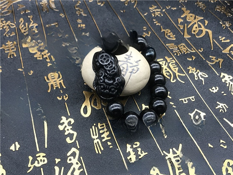 Imitation Obsidian Pixiu Bead Bracelet