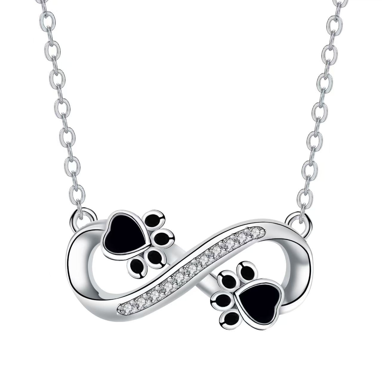 Infinity Pet Footprint Silver Necklace
