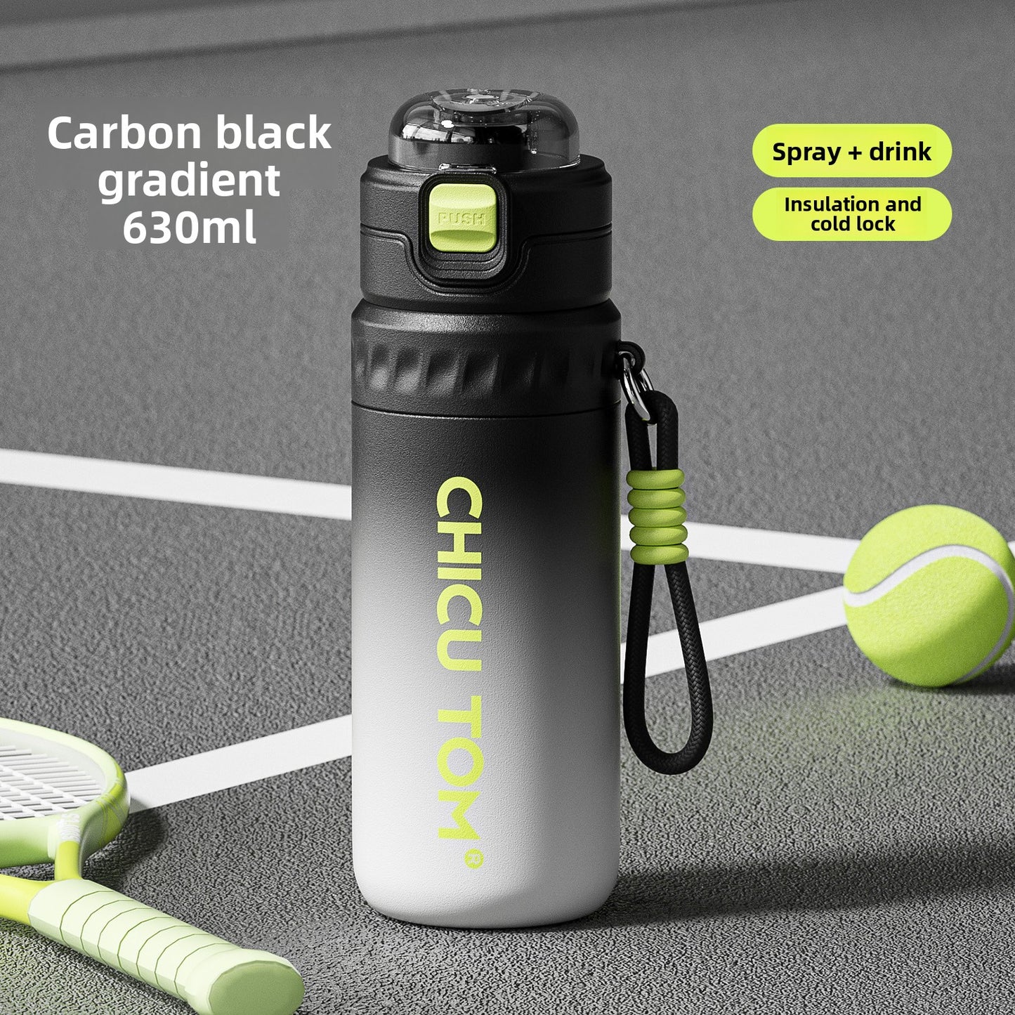 Insulated Spray Water Bottle 630ml for Children Students Sports Straw Cup