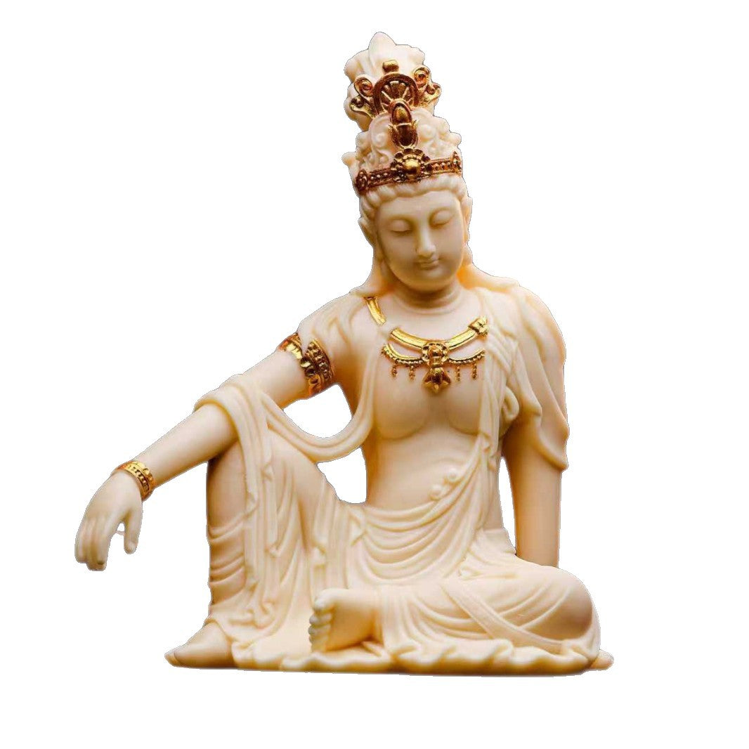 Ivory Nut Carved Guanyin Buddha Statue