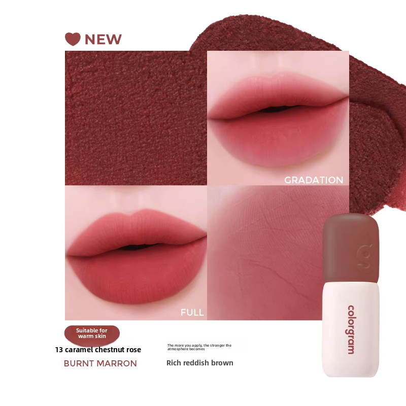 Korean Colorgram Matte Rice Cake Lip Gloss Velvet Lipstick Dual-Use for Lips and Cheeks Imported