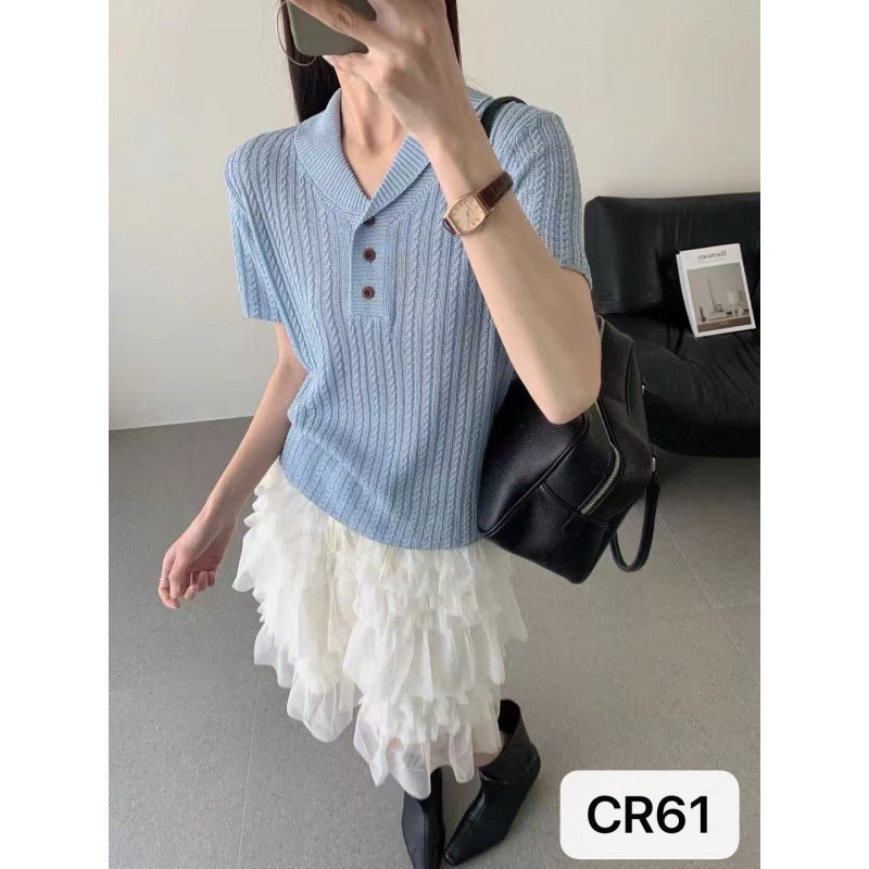 Korean Style V-Neck Tencel Linen Knit Sweater