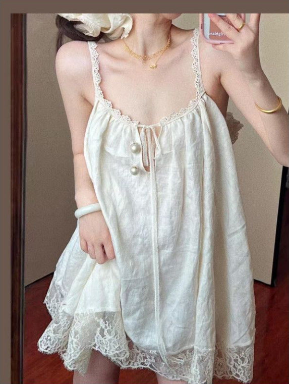 Lace trimmed bandeau nightgown