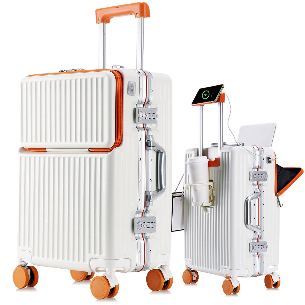 Large-capacity aluminum-framed business carry-on suitcase
