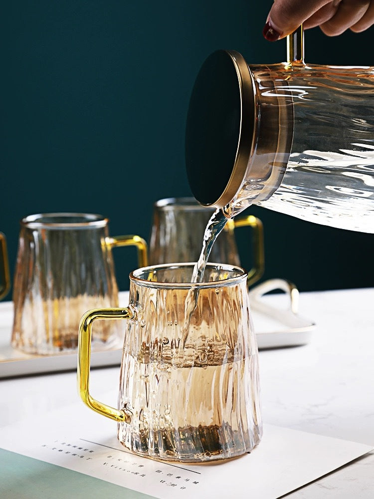 Large Capacity Glass Cold Water Kettle with Glacier Pattern