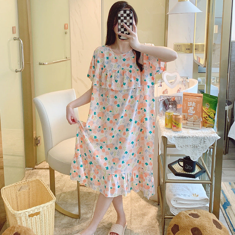 Large-sized short-sleeved pajamas