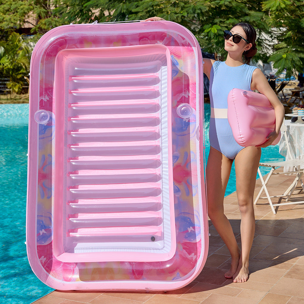Large Square Inflatable Float Bed with Backrest