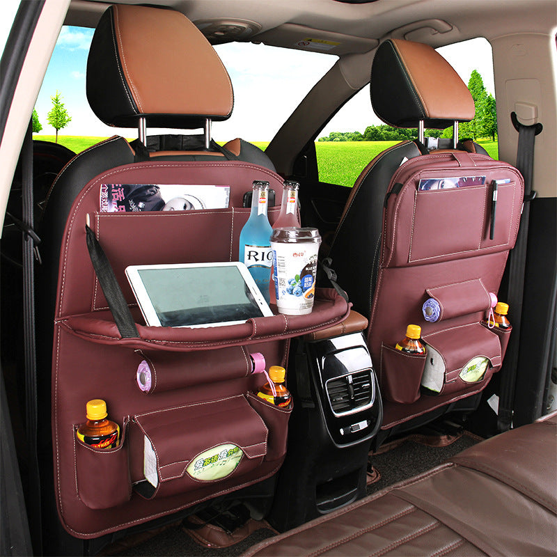 Leather Car Seat Back Storage Bag