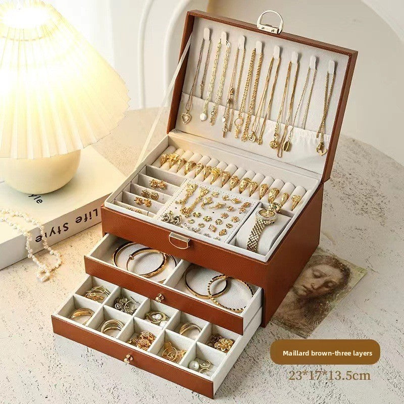 Leather Jewelry Storage Box with Lock