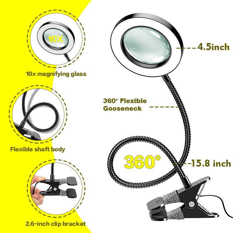 LED Magnifying Lamp with Adjustable Light