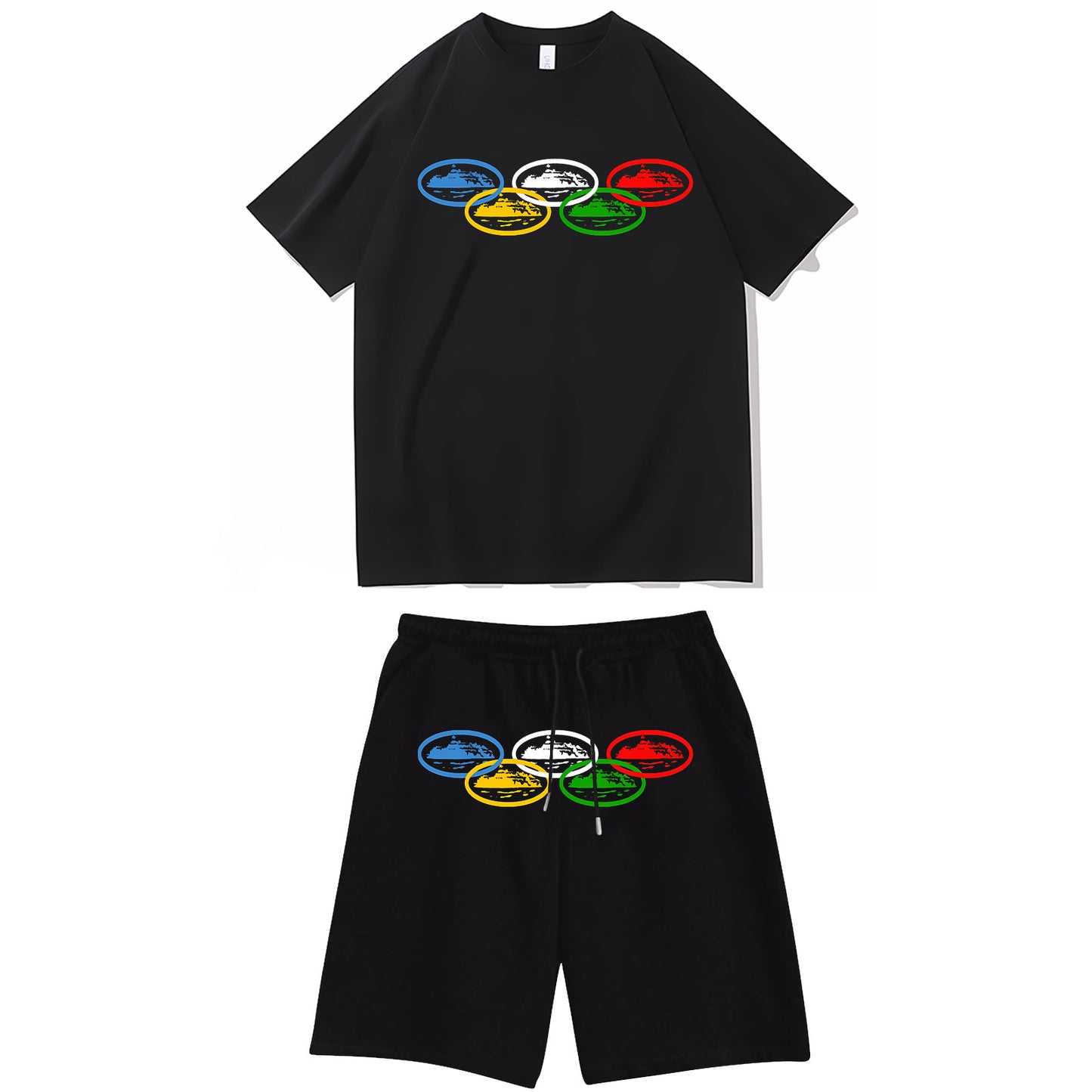 Letter-print hip-hop streetwear set