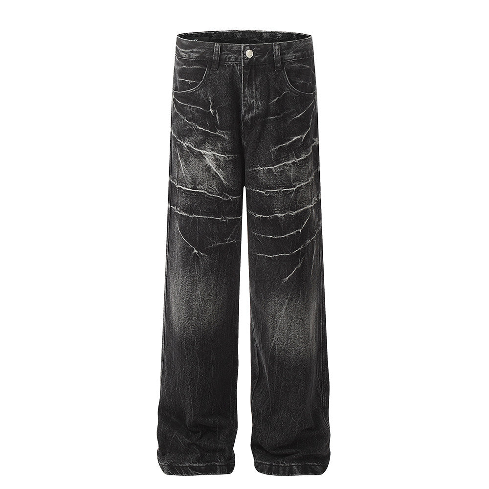 Lightning stripe washed straight leg jeans
