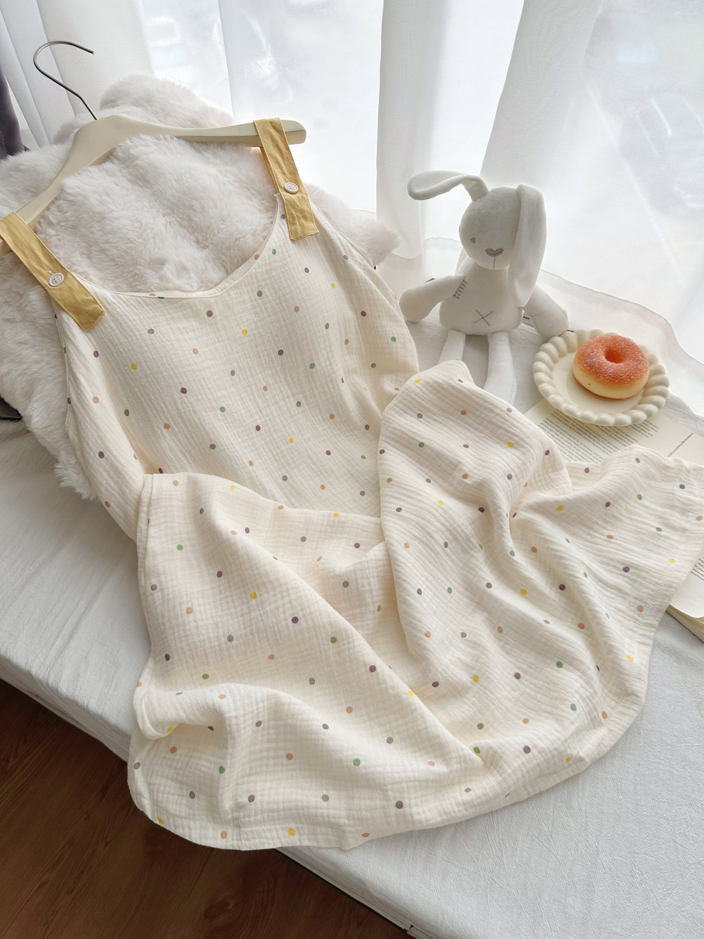 Long Cotton Sleep Dress with Built-in Bra for Girls