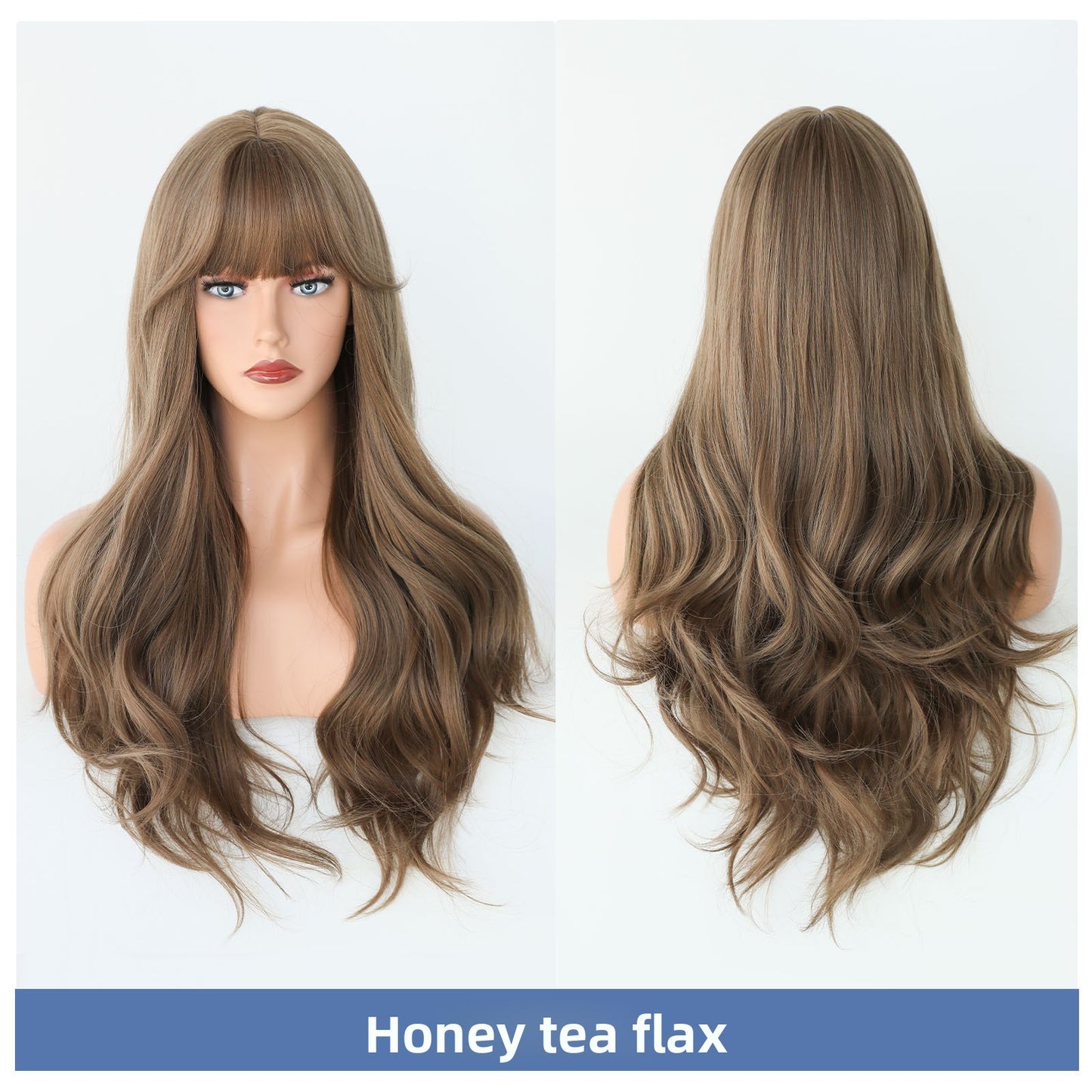 Long Curly Hair Wig with Air Bangs