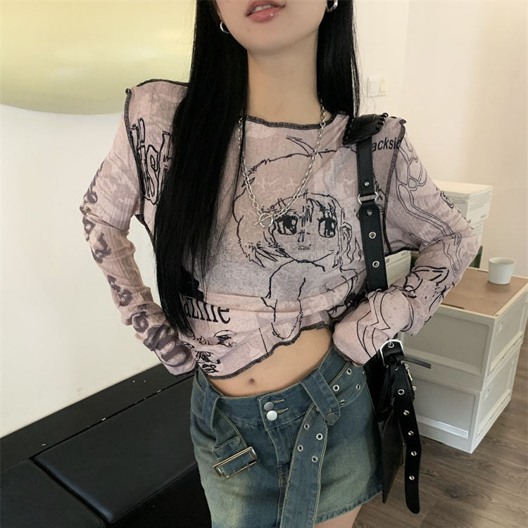 Long-sleeved crew-neck T-shirt