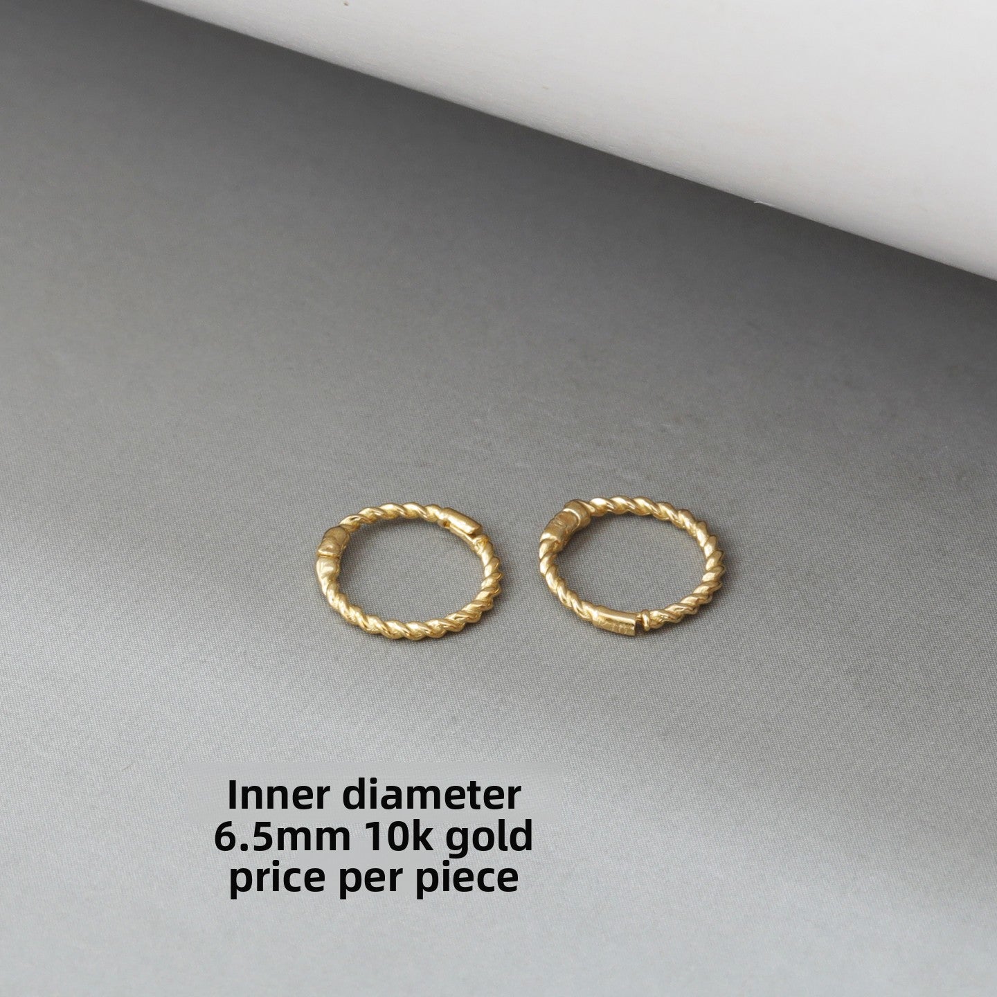 Luck Queen All-Over Pure 10K Gold Earrings, Slim Gold Twist Texture Plain Hoop K Gold Ear Cuff for Women