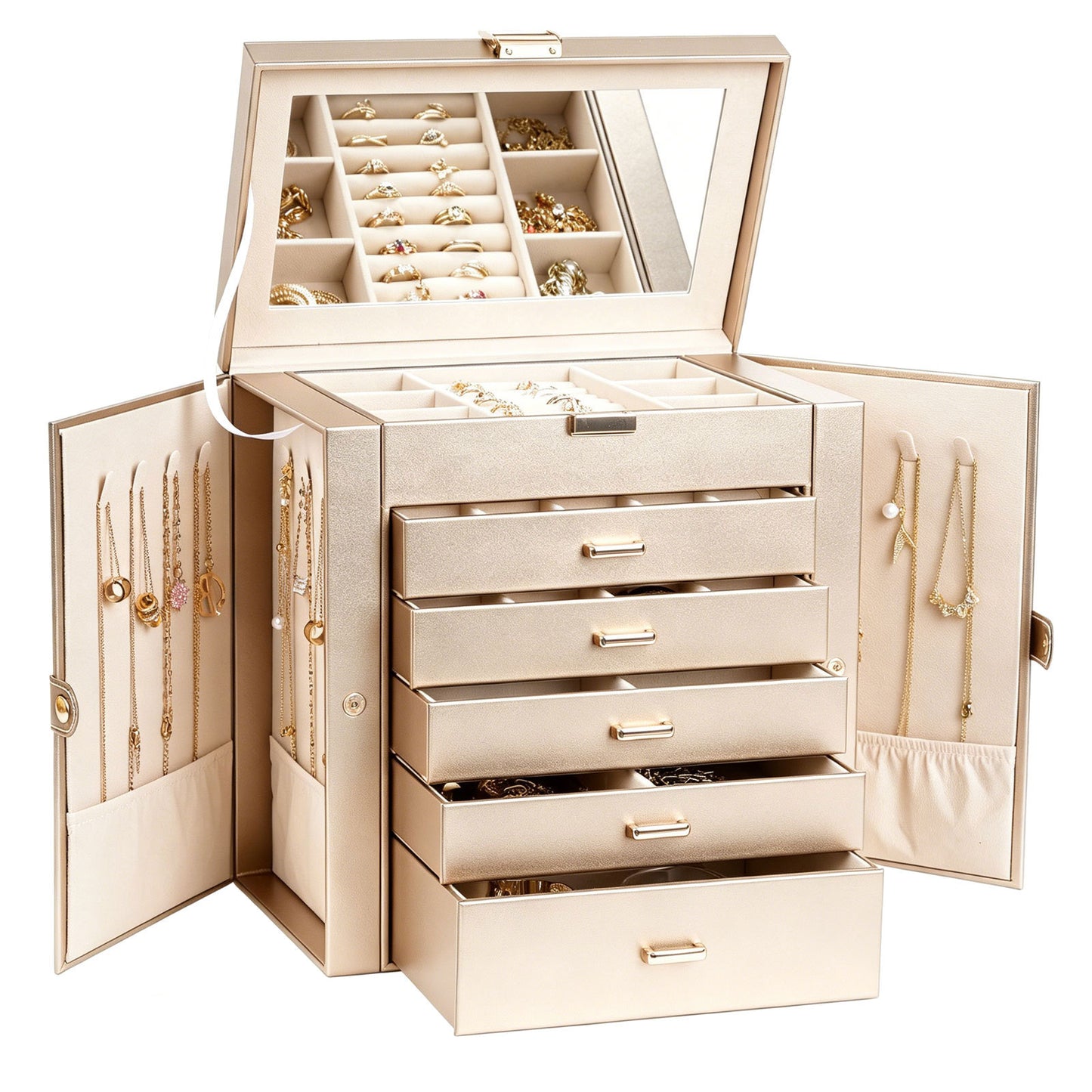Luxury Leather Jewelry Box with Lock