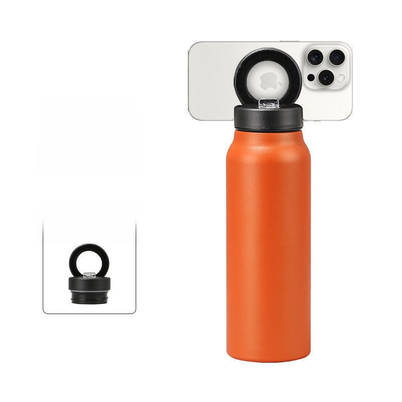 Magnetic Insulated Water Bottle with Phone Holder