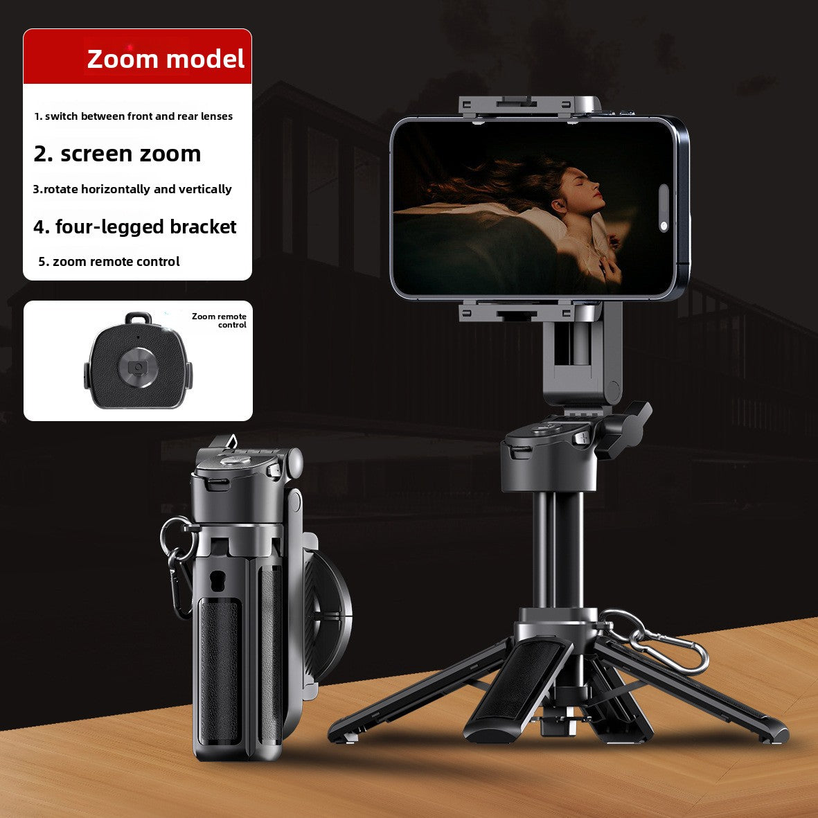 Magnetic selfie stick with stabilizer and extendable tripod