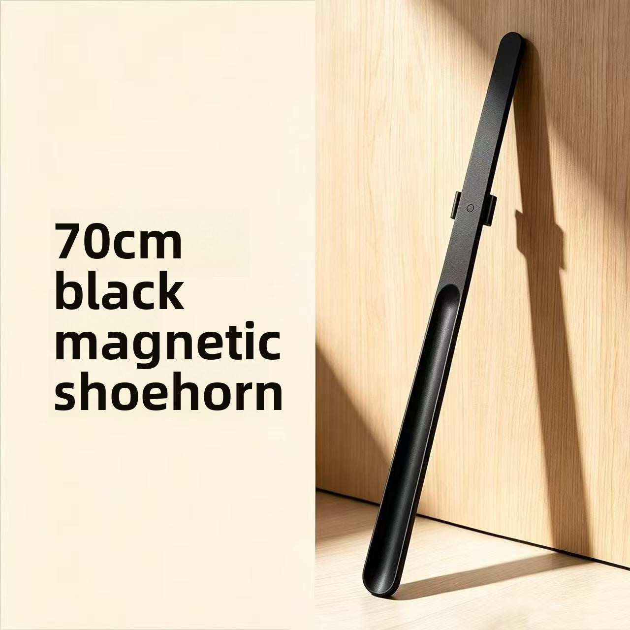Magnetic Wooden Shoehorn with Long Handle No-Bend Shoe Aid
