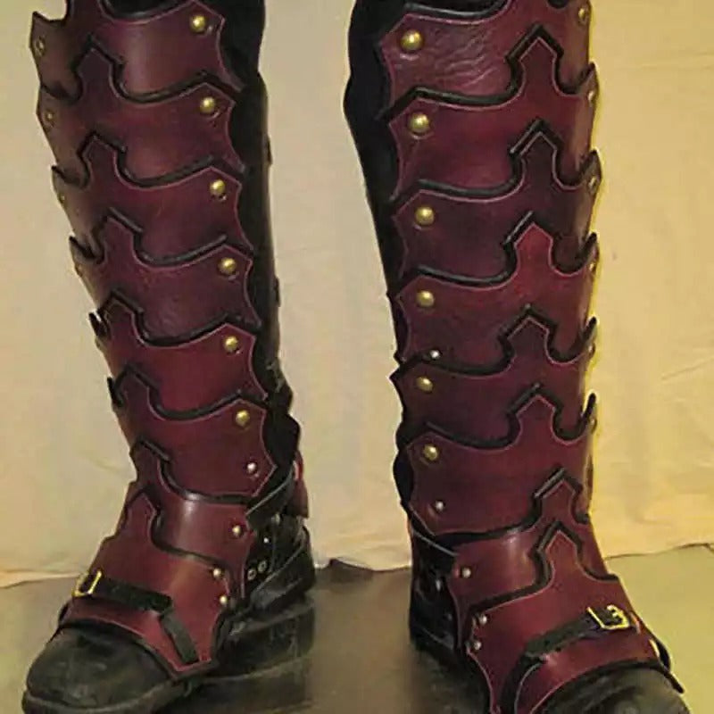 Medieval PU Leather Knee Pads for Cosplay Performance