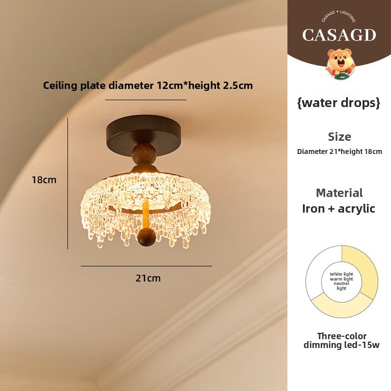 Medieval Style Walnut Color Water Drop Ceiling Light