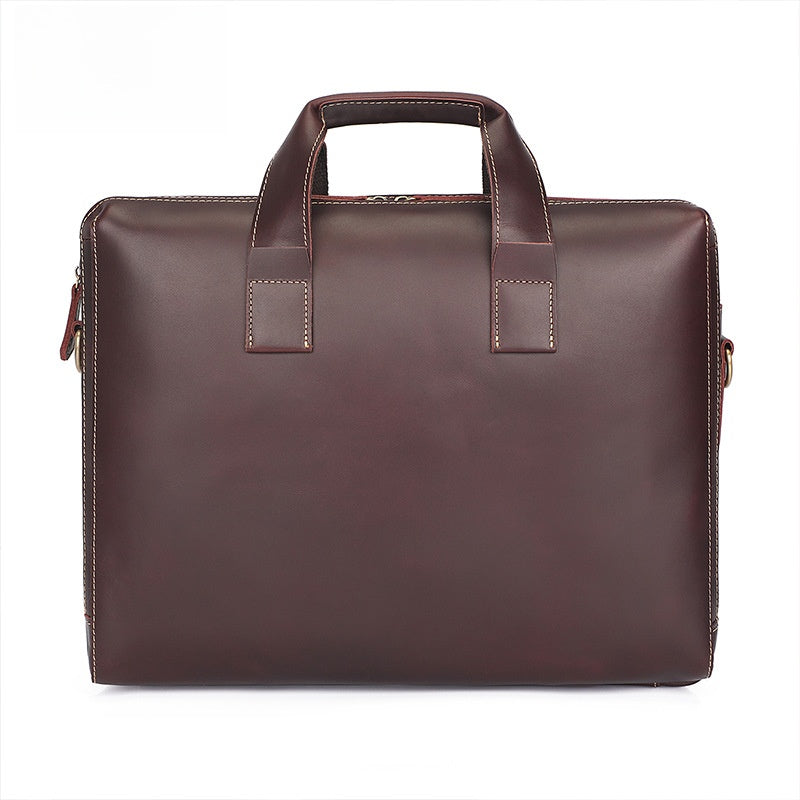 Men's Genuine Leather Briefcase with Adjustable Strap