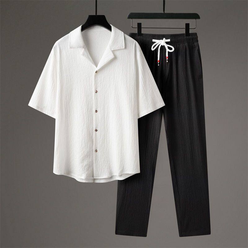 Men's Linen Cotton Casual Two-Piece Set