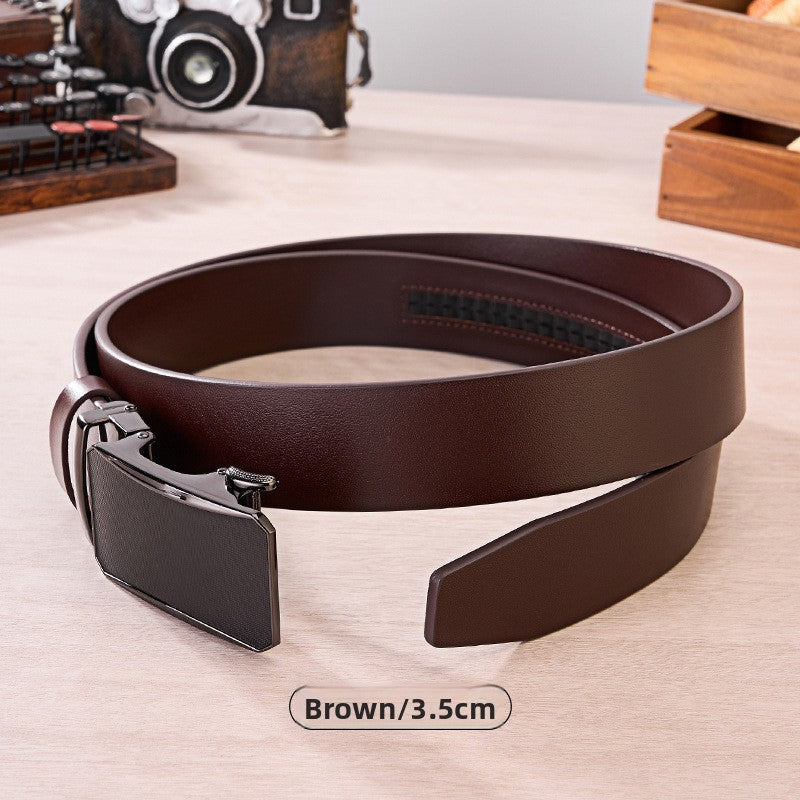 Mens Automatic Buckle Genuine Leather Belt