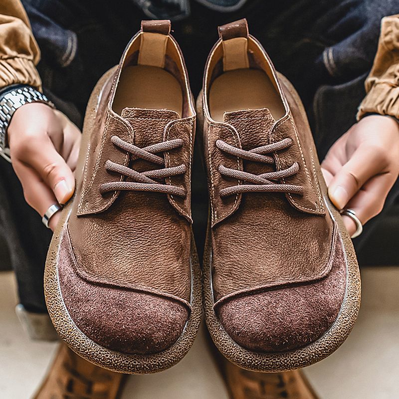 Mens Casual Retro Low-Cut Leather Boots