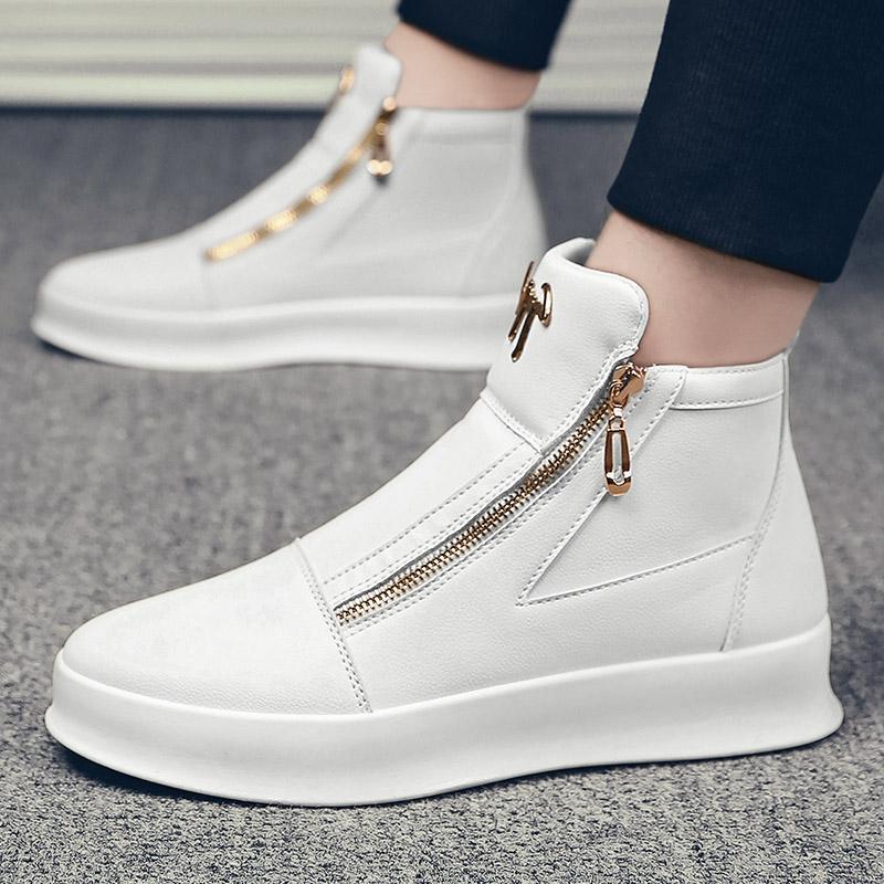 Mens Leather High-Top Sneakers