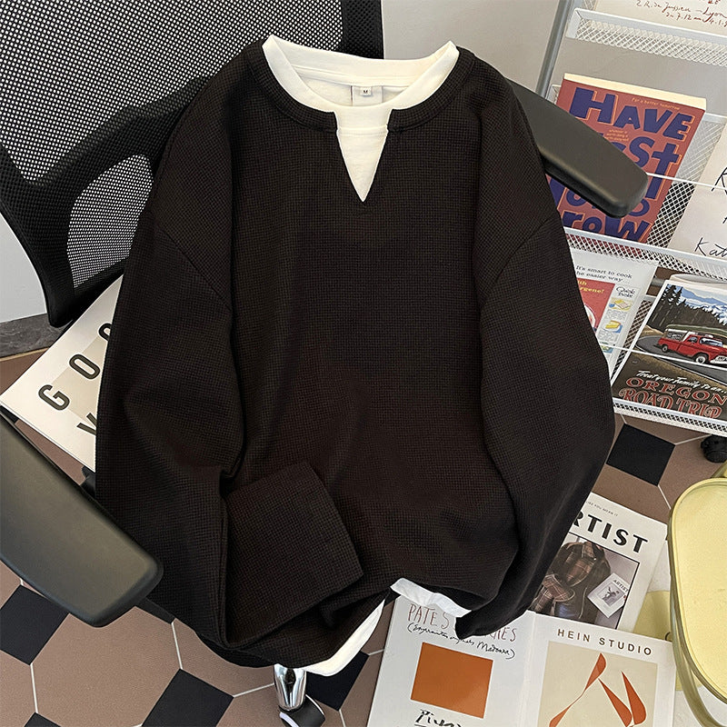 Mens Long Sleeve V-Neck Pullover Shirt
