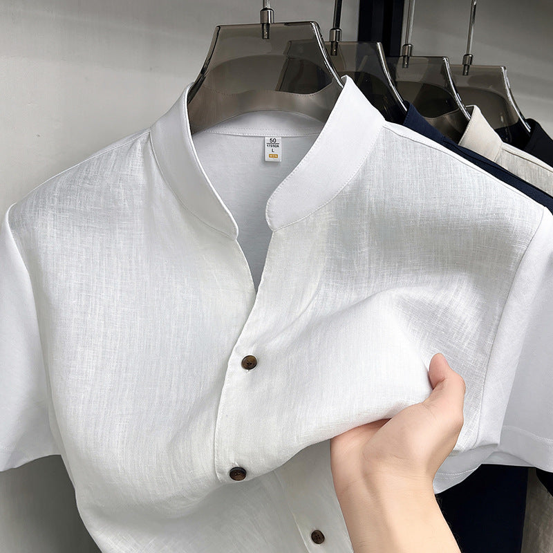 Mens Pure Linen Short Sleeve Shirt