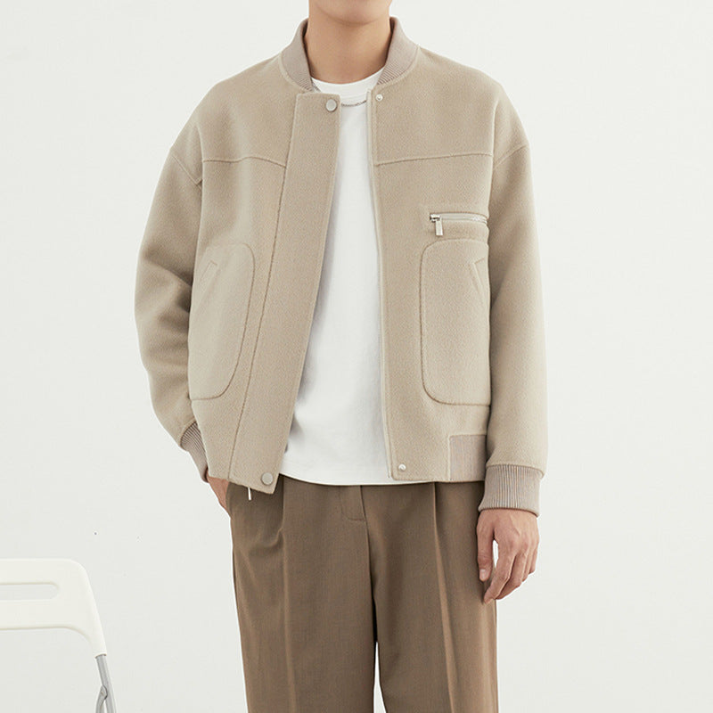 Mens Reversible Wool Baseball Jacket