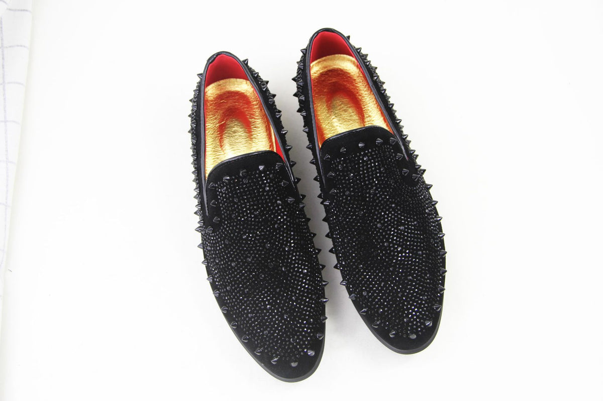 Mens Rhinestone Slip-On Loafers